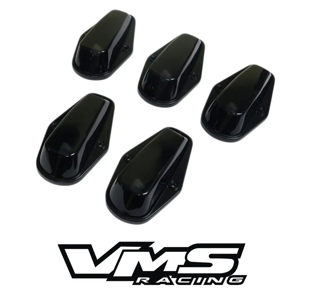 80-97 Ford F150 F250 F350 All Black Housing Cab Roof Marker Lights White Led Smoked Lens 1