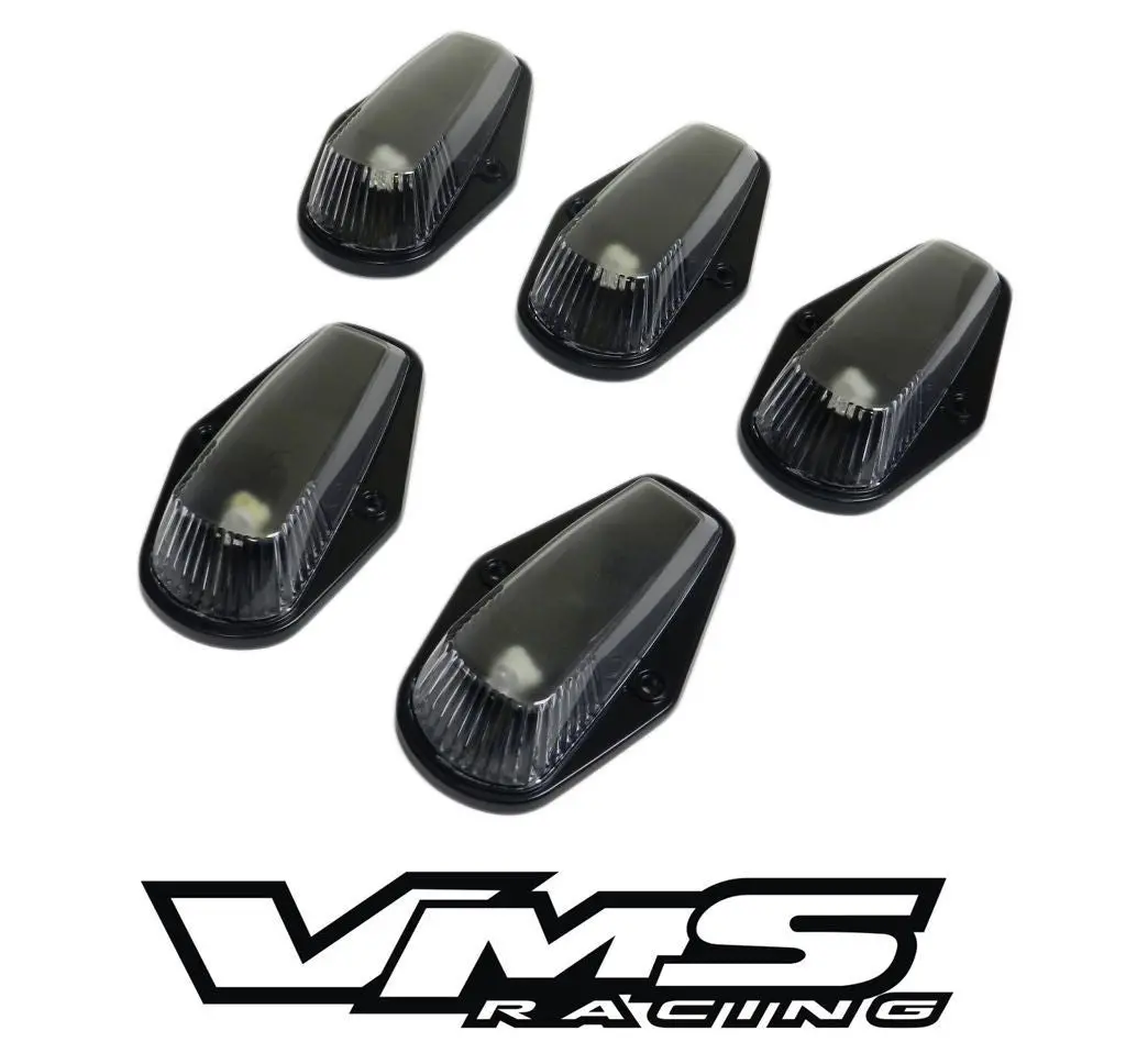 80-97 Ford F150 F250 F350 All Black Housing Cab Roof Marker Lights White Led Clearlens 1