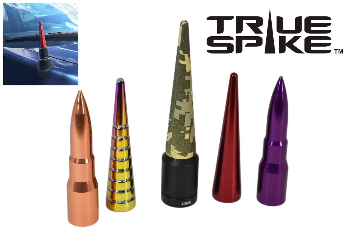 2 Piece Bullet & Spike Aluminum Short Antenna Kit Many Colors To Choose From 1