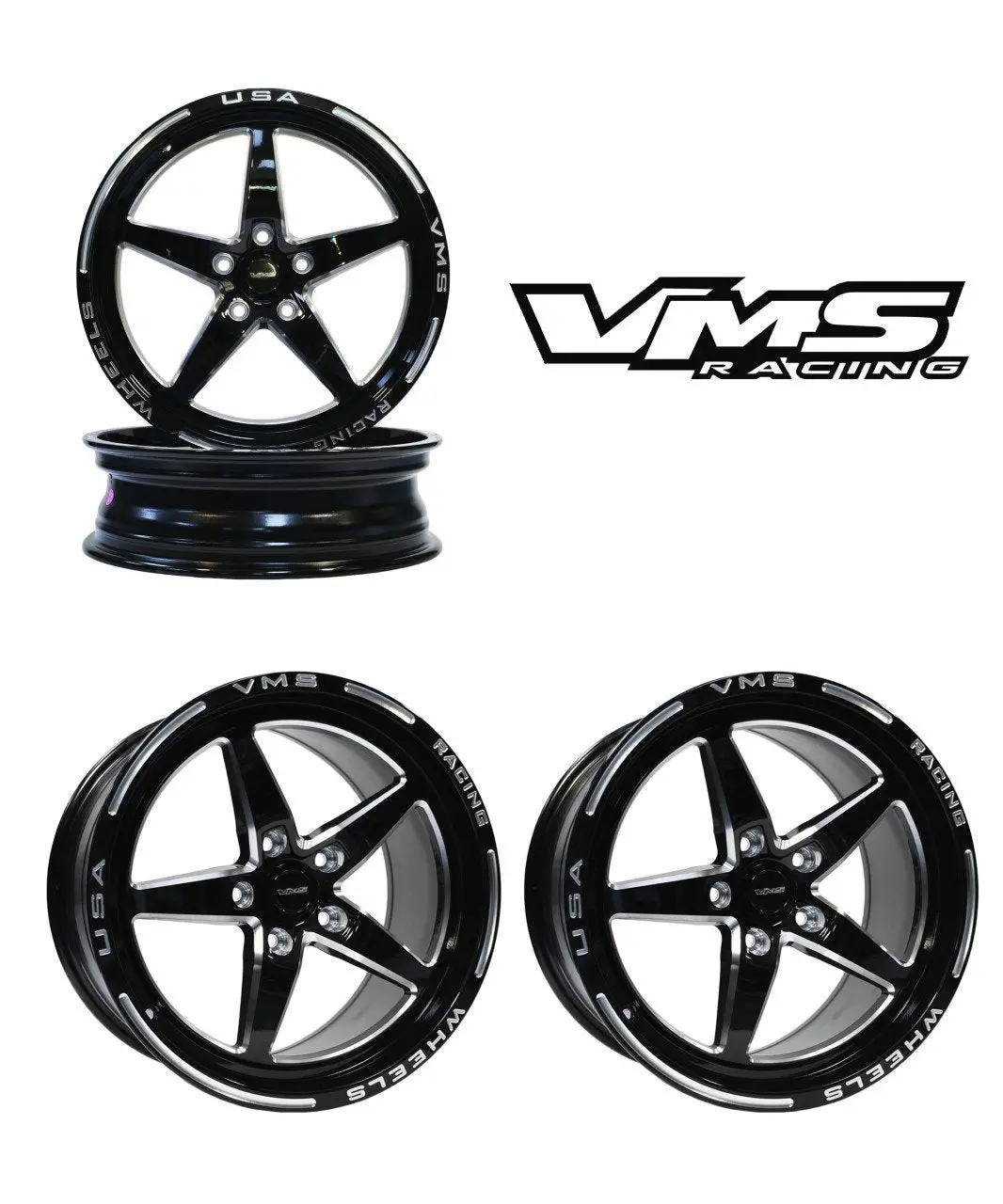 Drag Pack Street Drag Race V-Star 17X10 44 Offset & 18X5 -25 Offset 5X120 10-23 Gen 5/6 Camaro Ss & V6, 08-09 Pontiac G8 Gt, 14-17 Chevy Ss,  08-14 Cadillac Cts-V, 06-13 Corvette Z06 & Gs Black Or Polished // Part# Vwst015 & 16, Vwst029 & 30, Vwst098 & 99 1